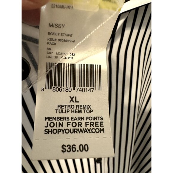 Metaphor Womans Striped Button Down Top Size XL Career Retro Capsule NWT - Picture 3 of 10